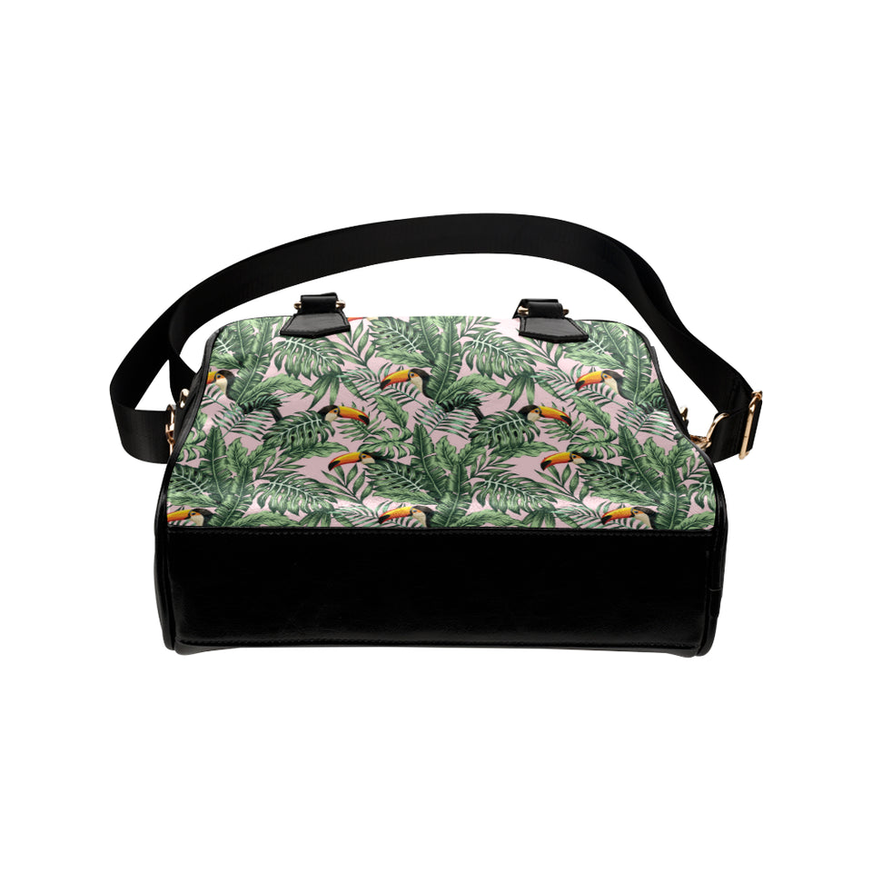 Toucan tropical green jungle palm pattern Shoulder Handbag