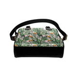 Toucan tropical green jungle palm pattern Shoulder Handbag