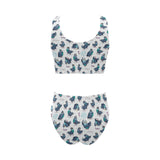 Pigeon Pattern Print Design 02 Chest Bowknot High Waisted Bikini Swimsuit