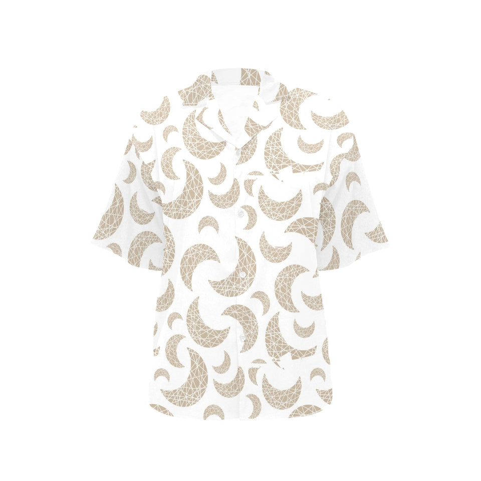 Cool gold moon abstract pattern Women's All Over Print Hawaiian Shirt