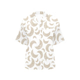 Cool gold moon abstract pattern Women's All Over Print Hawaiian Shirt