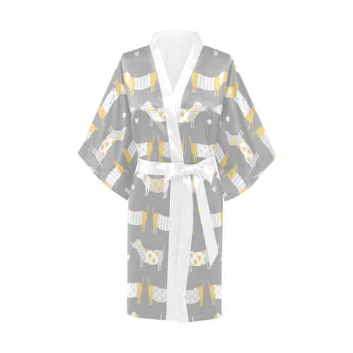 Cute dachshund dog pattern Women's Short Kimono Robe