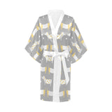 Cute dachshund dog pattern Women's Short Kimono Robe