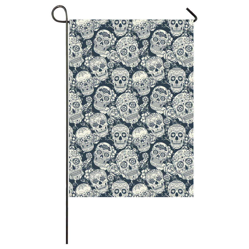 Sugar skull black white pattern House Flag Garden Flag