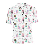cute mermaid dolphin fish starfish pattern Men's All Over Print Polo Shirt