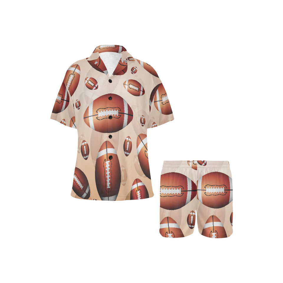 American football ball design pattern Women's V-Neck Short Pajama Set