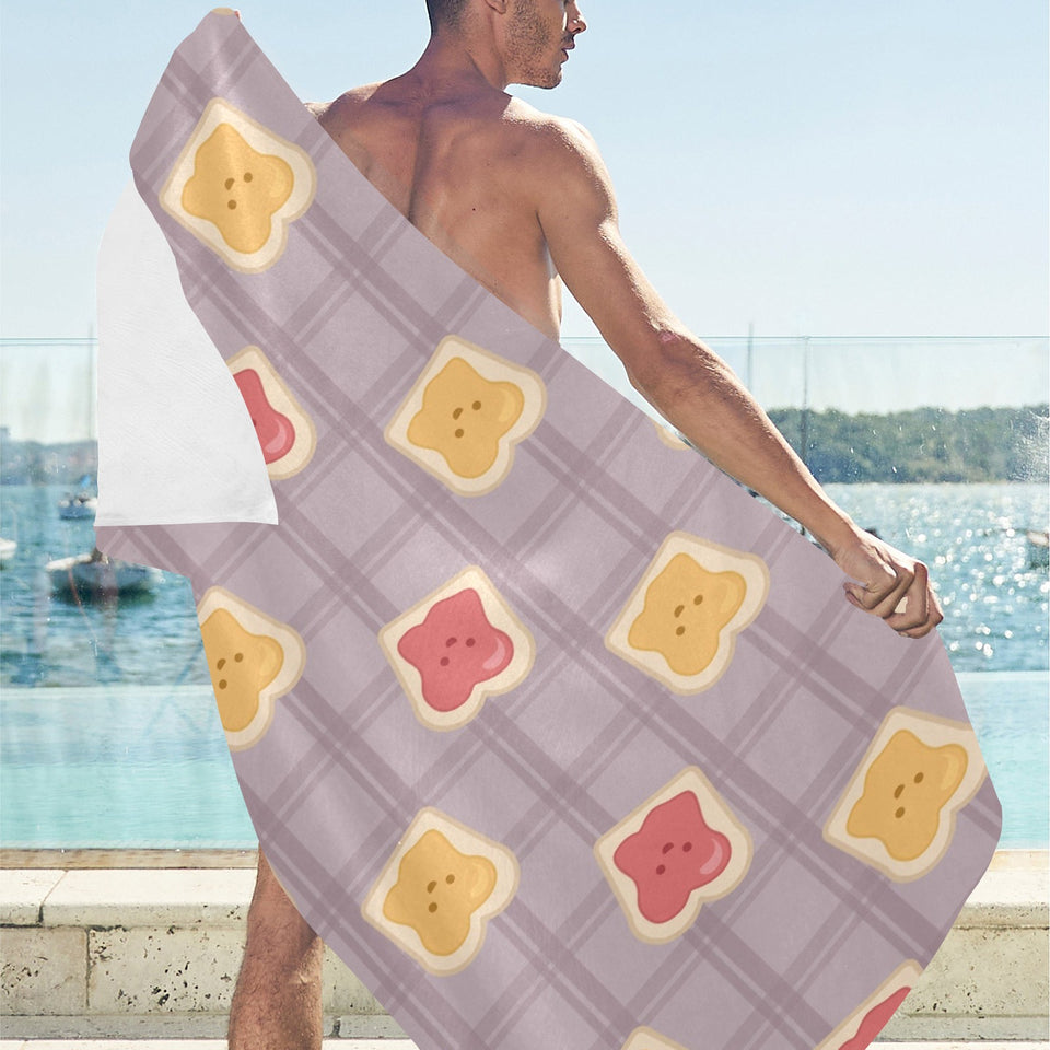 Bread Toast Pattern Print Design 05 Beach Towel