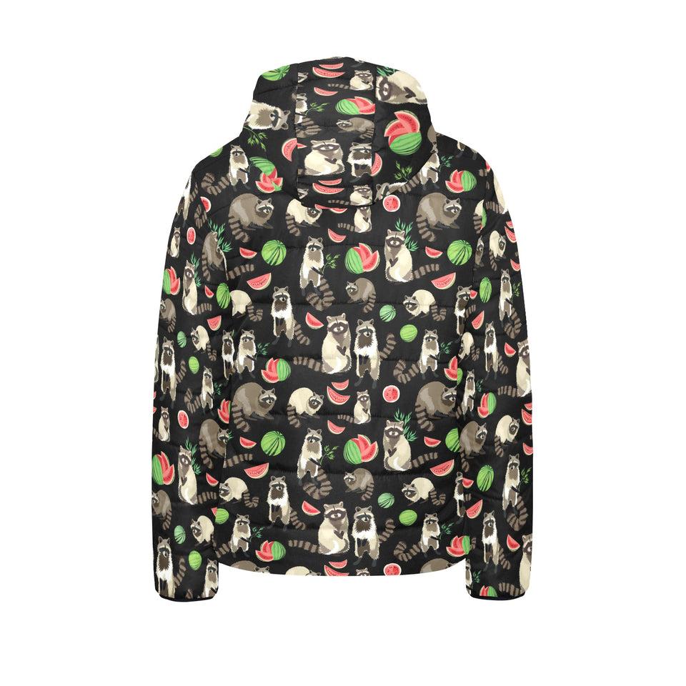 Raccoon watermelon pattern Kids' Boys' Girls' Padded Hooded Jacket