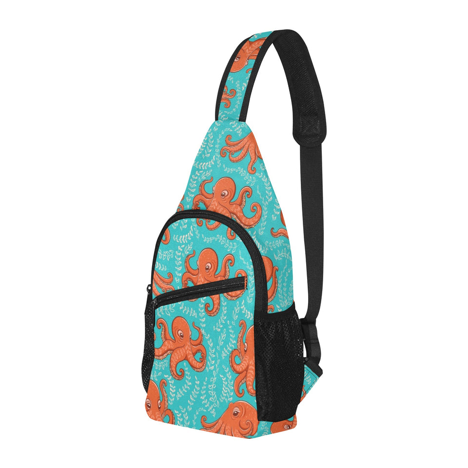 Octopus turquoise background All Over Print Chest Bag