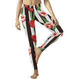 red and white tulips pattern Women's Legging Fulfilled In US