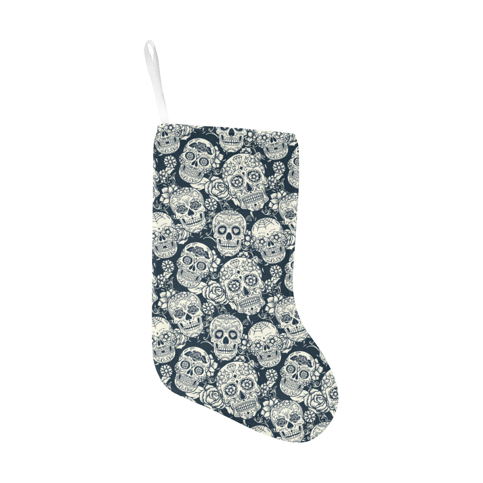 Sugar skull black white pattern Christmas Stocking