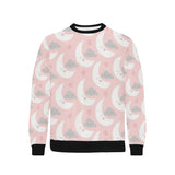 Cute moon cloud star pattern pink dot background Men's Crew Neck Sweatshirt