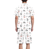 Hedgehog Pattern Print Design 02 Men's V-Neck Short Pajama Set