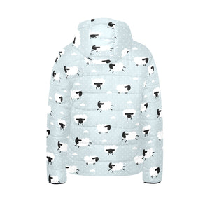 Sheep polka dot cloud pattern Kids' Boys' Girls' Padded Hooded Jacket