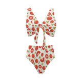 Tomato pattern Chest Bowknot High Waisted Bikini Swimsuit