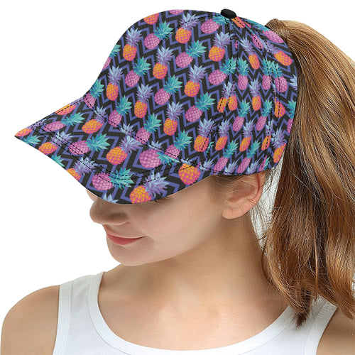 Pineapples pattern zigzag background All Over Print Snapback Cap