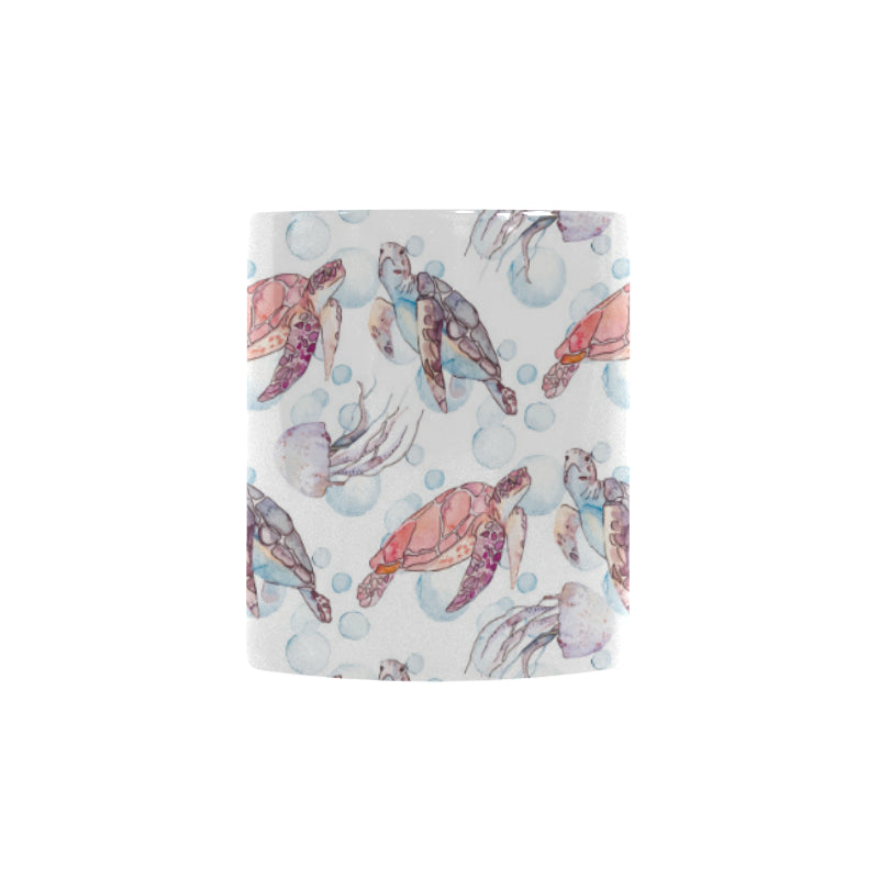 Watercolor sea turtle jellyfish pattern Morphing Mug Heat Changing Mug