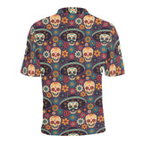 Sugar skulls flower maxican pattern Men's All Over Print Polo Shirt