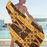 Egypt Hieroglyphics Pattern Print Design 05 Beach Towel