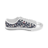 Deers Winter Christmas pattern Men's Low Top Canvas Shoes White