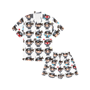 Cute ninja design pattern Kids' Boys' Girls' V-Neck Short Pajama Set