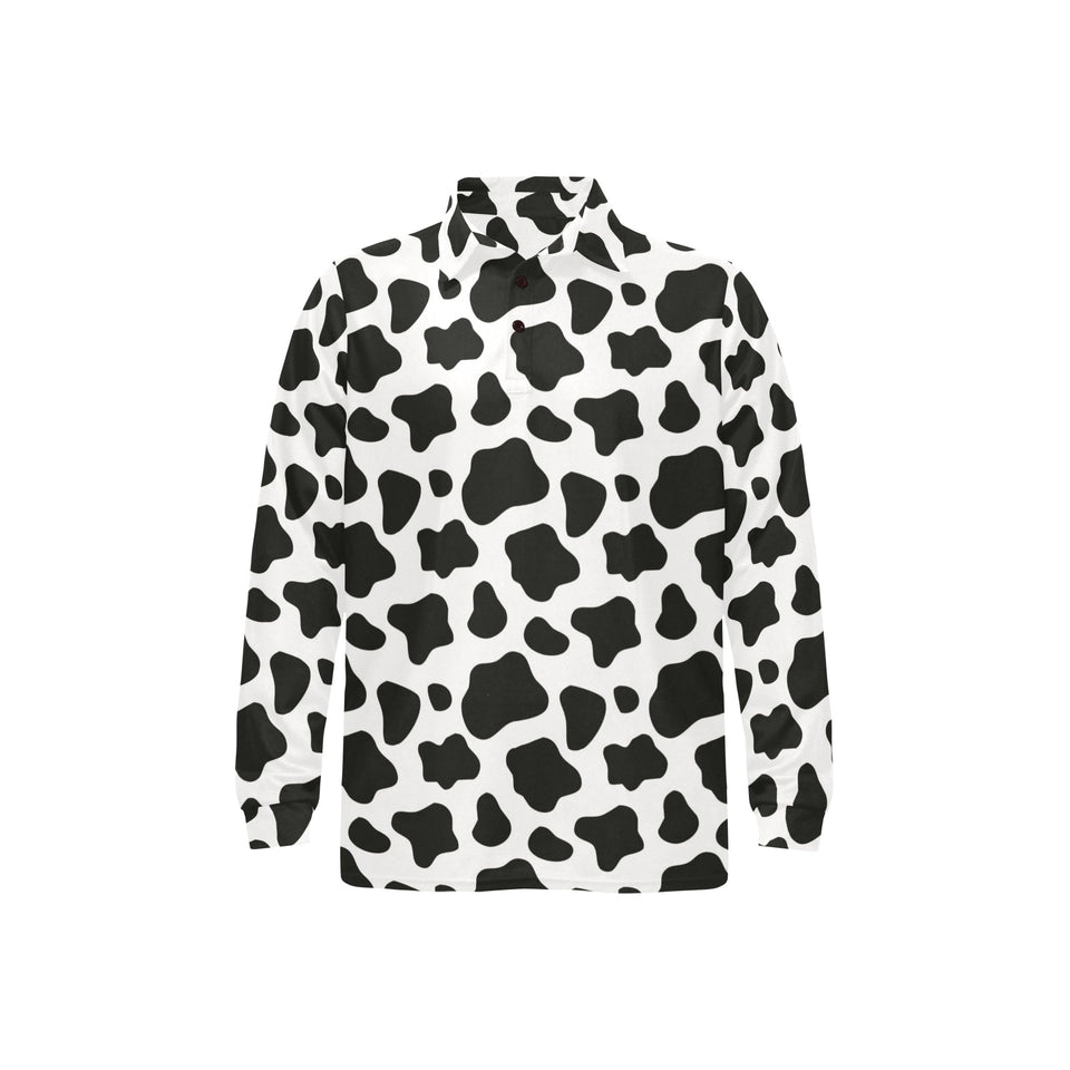 Cow skin pattern Men's Long Sleeve Polo Shirt