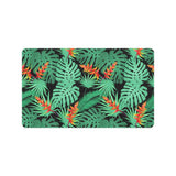 heliconia flower palm monstera leaves black backgr Doormat