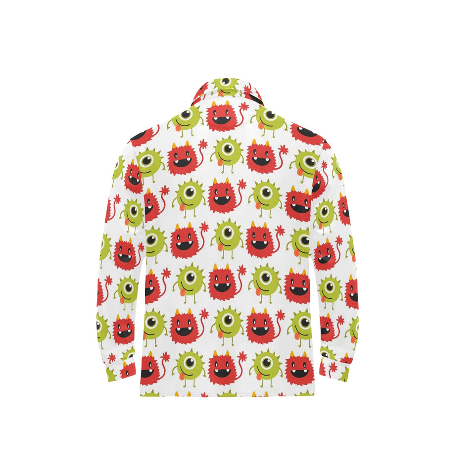 Alien Pattern Print Design 05 Men's Long Sleeve Polo Shirt