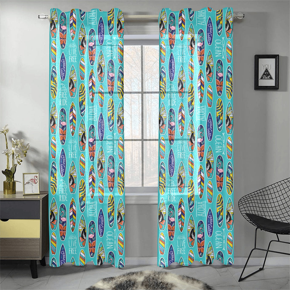 Surfboard Pattern Print Design 05 Gauze Curtain