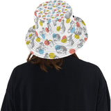 Siberian husky and colorful circle pattern Unisex Bucket Hat