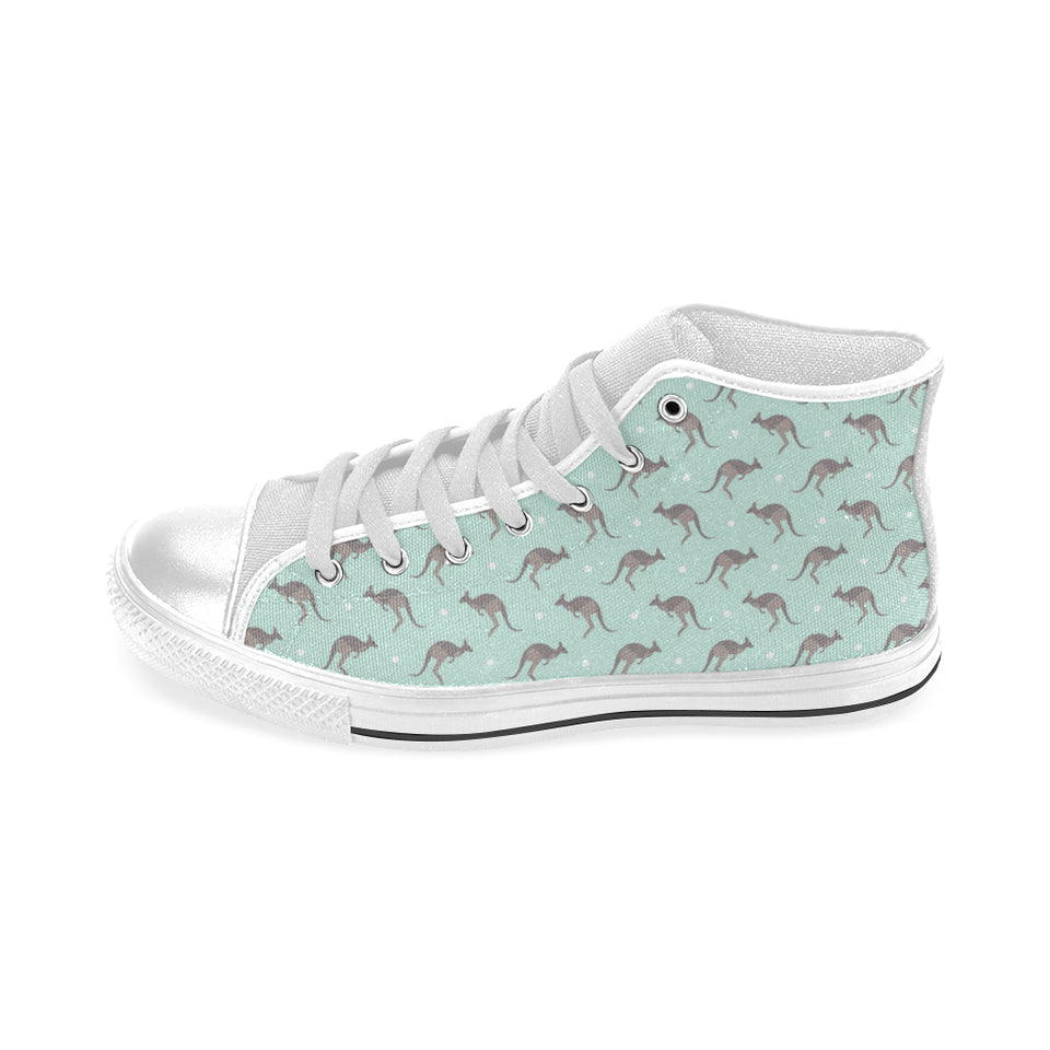 Kangaroo pattern background Men's High Top Canvas Shoes White