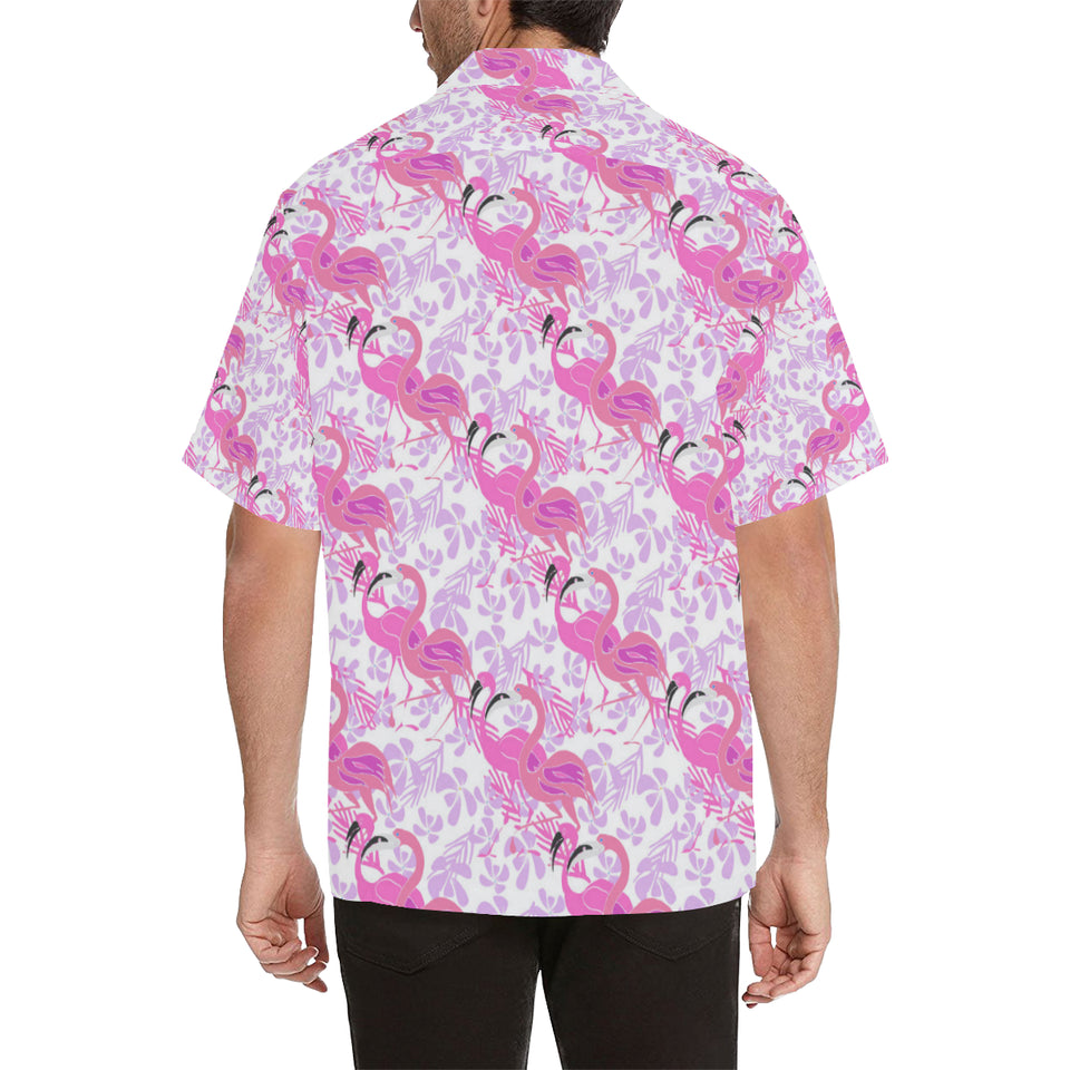 Pink flamingo flower pattern Men's All Over Print Hawaiian Shirt