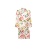 Pink flamingo birds pineapples hibiscus flower pat Men's Long Sleeve Belted Night Robe