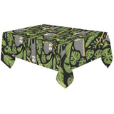 Cute sloths tropical palm leaves black background Tablecloth