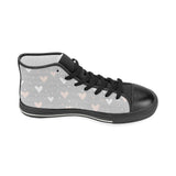 Heart pattern gray background Women's High Top Canvas Shoes Black