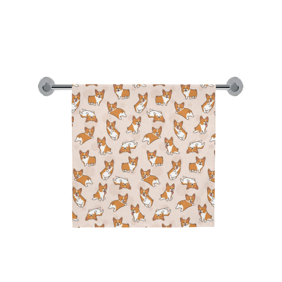 Cute Corgis Pattern pink background Bath Towel