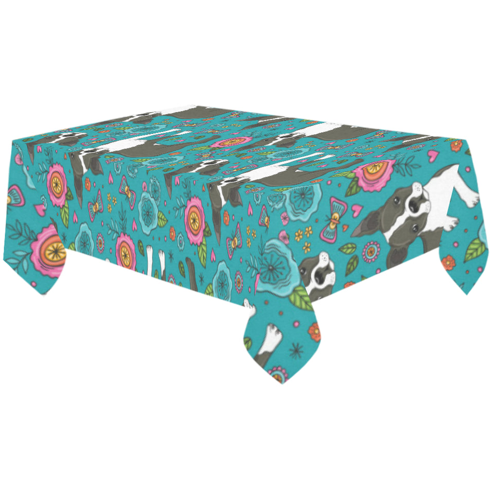 Boston terrier beautiful flower pattern Tablecloth