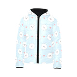 White cute pomeranian pattern Kids' Boys' Girls' Padded Hooded Jacket