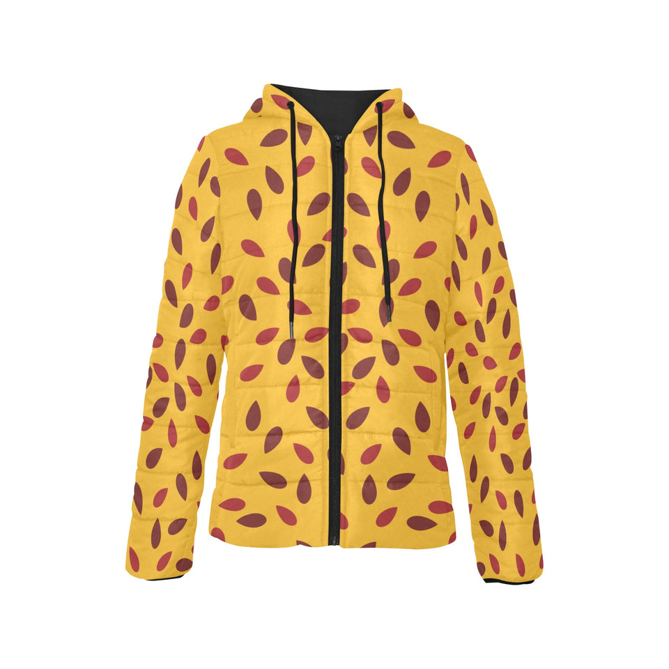 Passion fruit texture Women's Padded Hooded Jacket