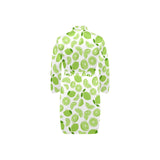 Lime design pattern Men's Long Sleeve Belted Night Robe