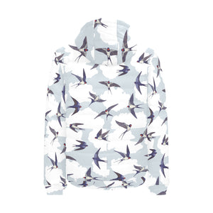 Swallow Pattern Print Design 05 Men's Padded Hooded Jacket