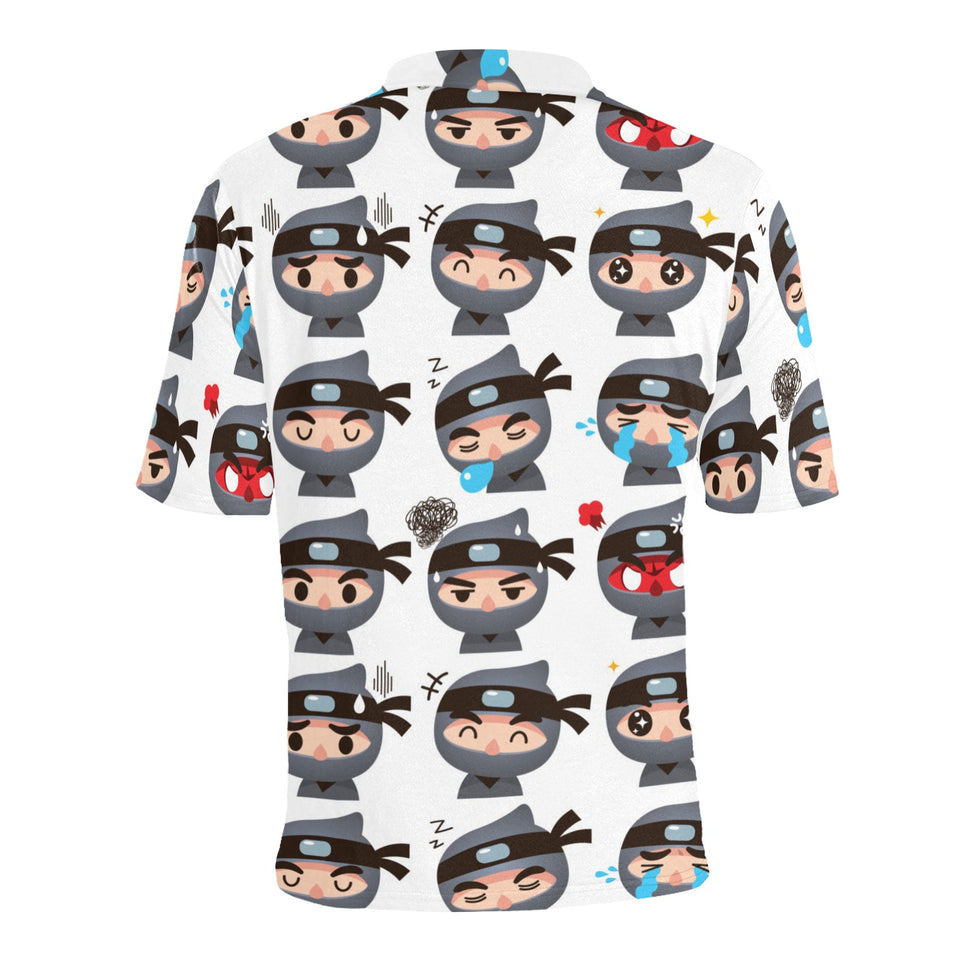 Cute ninja design pattern Men's All Over Print Polo Shirt