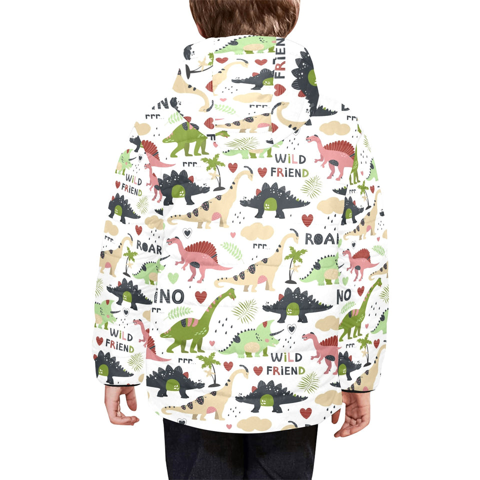 Cute dinosaurs pattern Kids' Boys' Girls' Padded Hooded Jacket