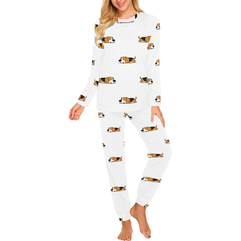 Cute beagle dog sleeping pattern Women's All Over Print Pajama Set