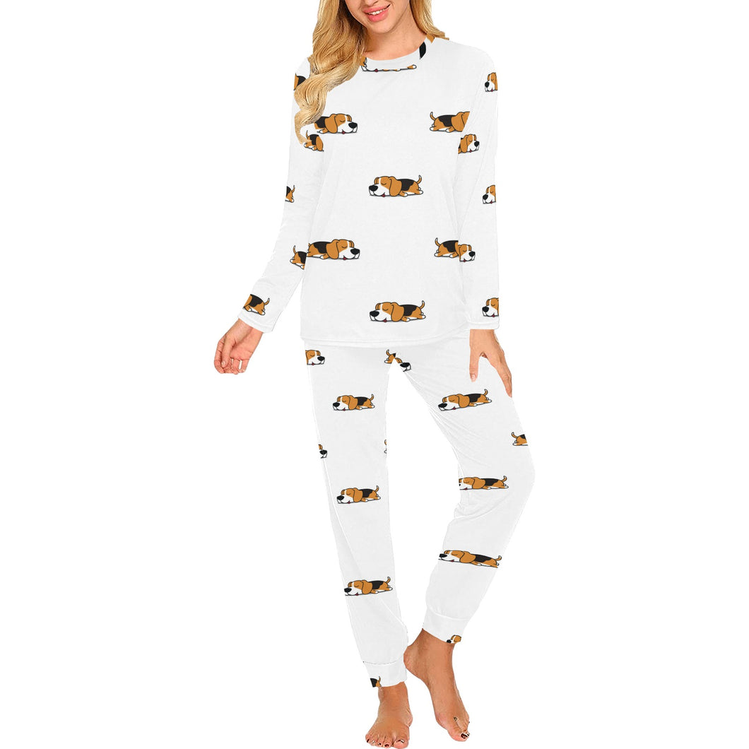 Cute beagle dog sleeping pattern Women's All Over Print Pajama Set