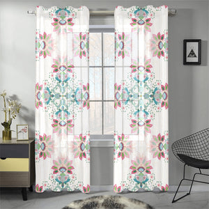 Square floral indian flower pattern Gauze Curtain