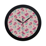 Cute little mermaid pattern Elegant Black Wall Clock