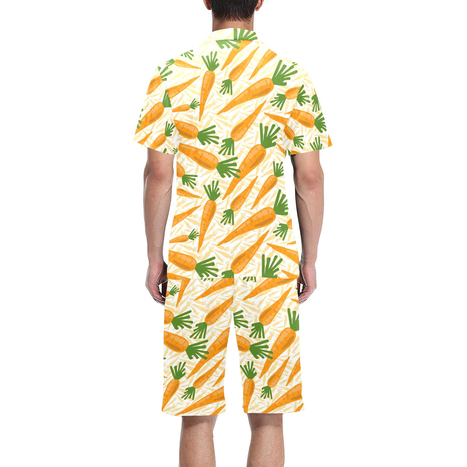 Carrot Pattern Print Design 01 Men's V-Neck Short Pajama Set