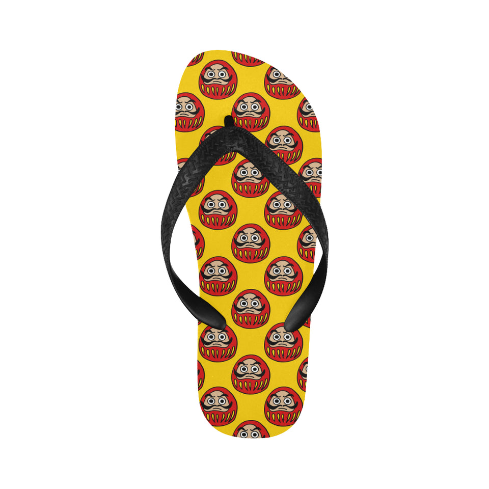 Daruma japanese wooden doll yellow background Unisex Flip Flops