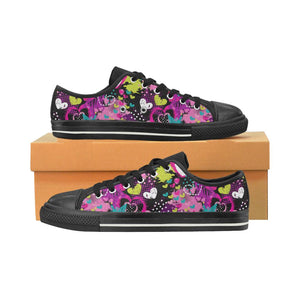 heart dot wave star creative design pattern Kids' Boys' Girls' Low Top Canvas Shoes Black